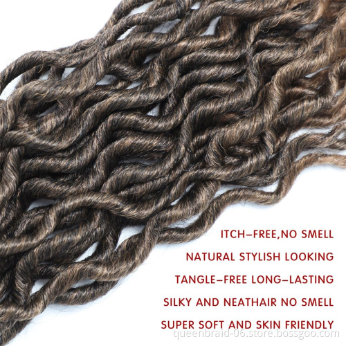 Goddess Locs Crochet Hair Wavy Faux Locs with Curly Ends Synthetic Braiding Hair Extension Dreadlocks Soku Ombre Twist Hair